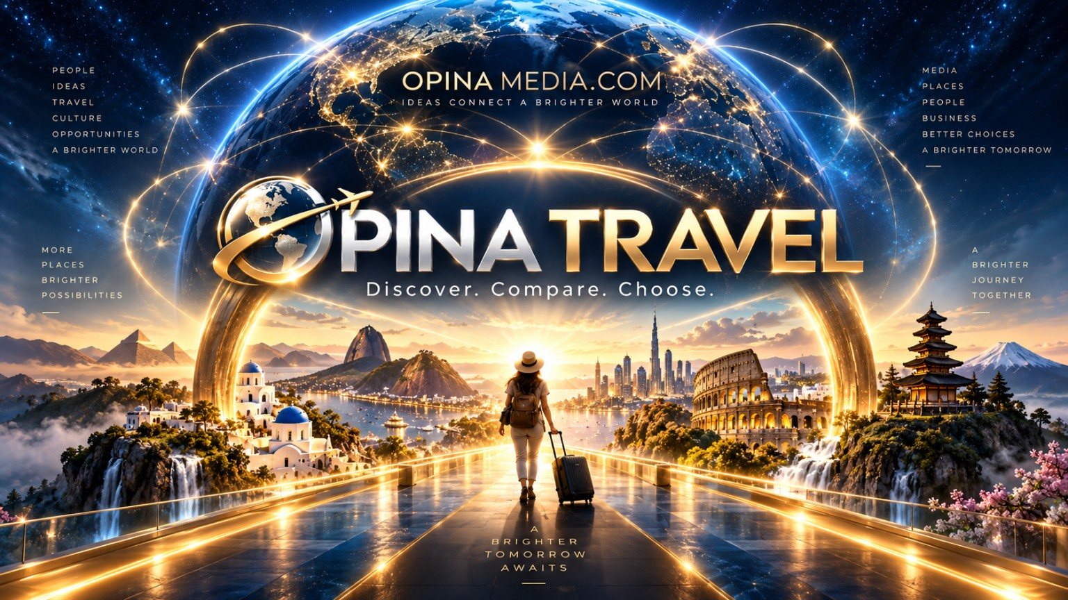 World journey concept for OPINA TRAVEL travel discovery.